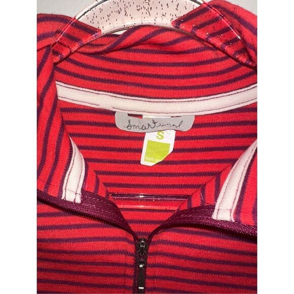 Smartwool Women's Persian Red Mid Weight Pattern Stripe Long Sleeve 1/4 Zip S - Picture 3 of 5